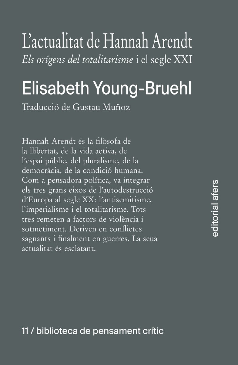 Vicent Olmos (@vicentolmos2) on Twitter photo «Pensar sense baranes: ‘L’actualitat de Hannah Arendt’», per Anacleto Ferrer
«Els orígens del totalitarisme i el segle XXI» (<a href="/editorialafers/">editorial afers</a>) arreplega una part del volum de la seua deixebla i biògrafa Elisabeth Young-Bruehl titulat «Why Arendt Matters»
editorialafers.blogspot.com/2025/06/pensar… «Pensar sense baranes: ‘L’actualitat de Hannah Arendt’», per Anacleto Ferrer
«Els orígens del totalitarisme i el segle XXI» (<a href="/editorialafers/">editorial afers</a>) arreplega una part del volum de la seua deixebla i biògrafa Elisabeth Young-Bruehl titulat «Why Arendt Matters»
editorialafers.blogspot.com/2025/06/pensar…