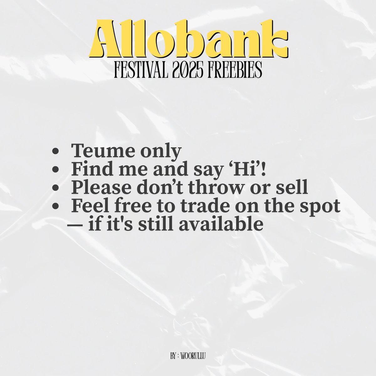 [Likes and shares are appreciated]

୨ৎ AlloBank Festival 2025 freebies 𝘣𝘺 <a href="/woorullu/">naw | rbuy beneran</a> ୨ৎ

𖹭 Istora Senayan, Jakarta
𖹭 June 22, 2025

𝘚𝘦𝘦 𝘺𝘰𝘶, 𝘵𝘦𝘶𝘮𝘦!

#AlloBankFestival2025 
#PARKJEONGWOO 
#パクジョンウ 
#TREASURE 
#트레저