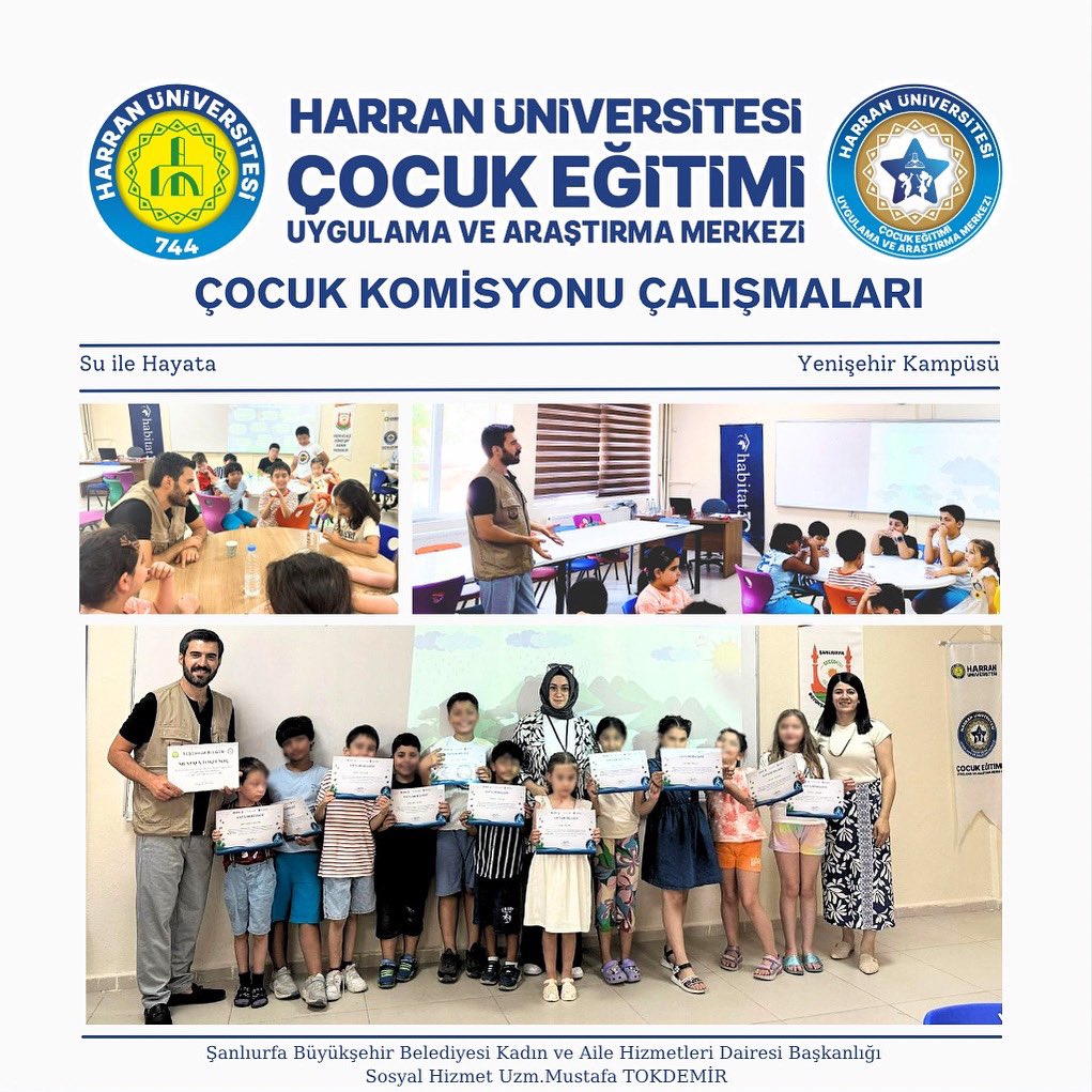 Şanlıurfa Büyükşehir Belediyesi iş birliğinde merkezimiz Çocuk Komisyonu üyelerine yönelik düzenlenen ‘Su ile Hayata’ oturumu tamamlandı. Büyükşehir Belediyesi Kadın ve Aile Hizmetleri Dairesi Başkanlığına ve Sosyal Hizmet Uzm. Sn. Mustafa TOKDEMİR’e teşekkür ederiz.