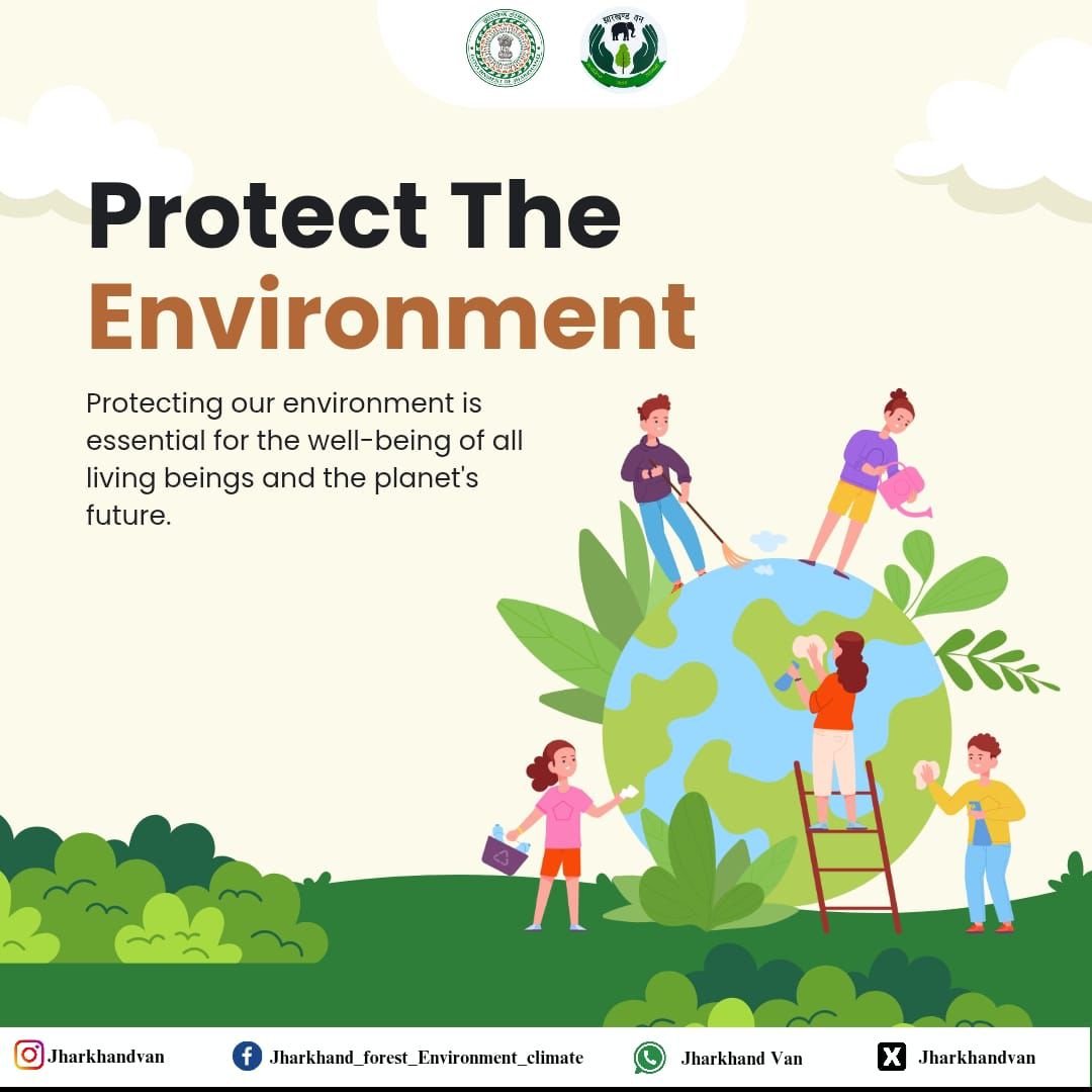 Protect the Environment, Secure the Future! 🌱
Every small step matters — from planting trees to reducing plastic, together we can create a greener and healthier planet. 💚
Let’s pledge to safeguard our Earth for generations to come.
#JharkhandVan #SaveEnvironment