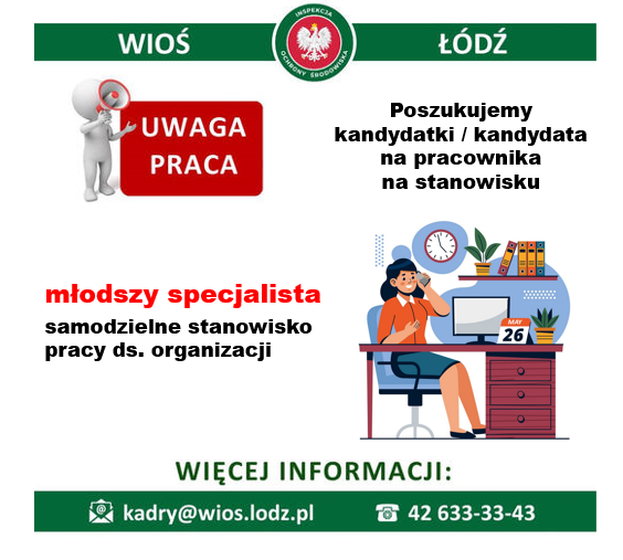 WIOS_Lodz's tweet photo. UWAGA ❗️Praca w służbie cywilnej @WIOS_Lodz
🌿młodszy specjalista
samodzielne stanowisko pracy ds. organizacji
📌Termin aplikacji - do 30 czerwca 2025 r.
https://t.co/0AuWRv8yj8 https://t.co/2djDlDL2o1