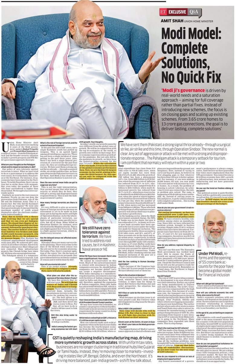 “No country has grown or progressed without encountering turbulence. We are prepared. India is poised to be a global economic powerhouse.”

A must-read interview of HM <a href="/AmitShah/">Amit Shah</a> ji, where he explains various aspects of the Modi Model. Be it tackling terrorism &amp; naxalism or