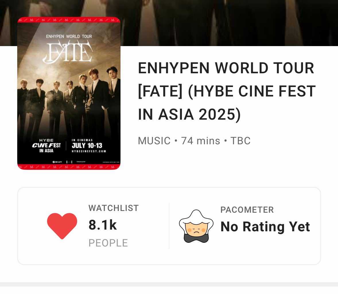 [ INFO ] 
HYBE CINE FEST IN ASIA: ENHYPEN Fate World Tour — untuk lokasi bioskop Jakarta yang sebelumnya sudah habis terjual, kini ada penambahan studio baru✨

Untuk engene Jakarta yang belum kebagian tiketnya, silahlan check di CGV yah 🥰✨

See you engene! 
#ENHYPEN