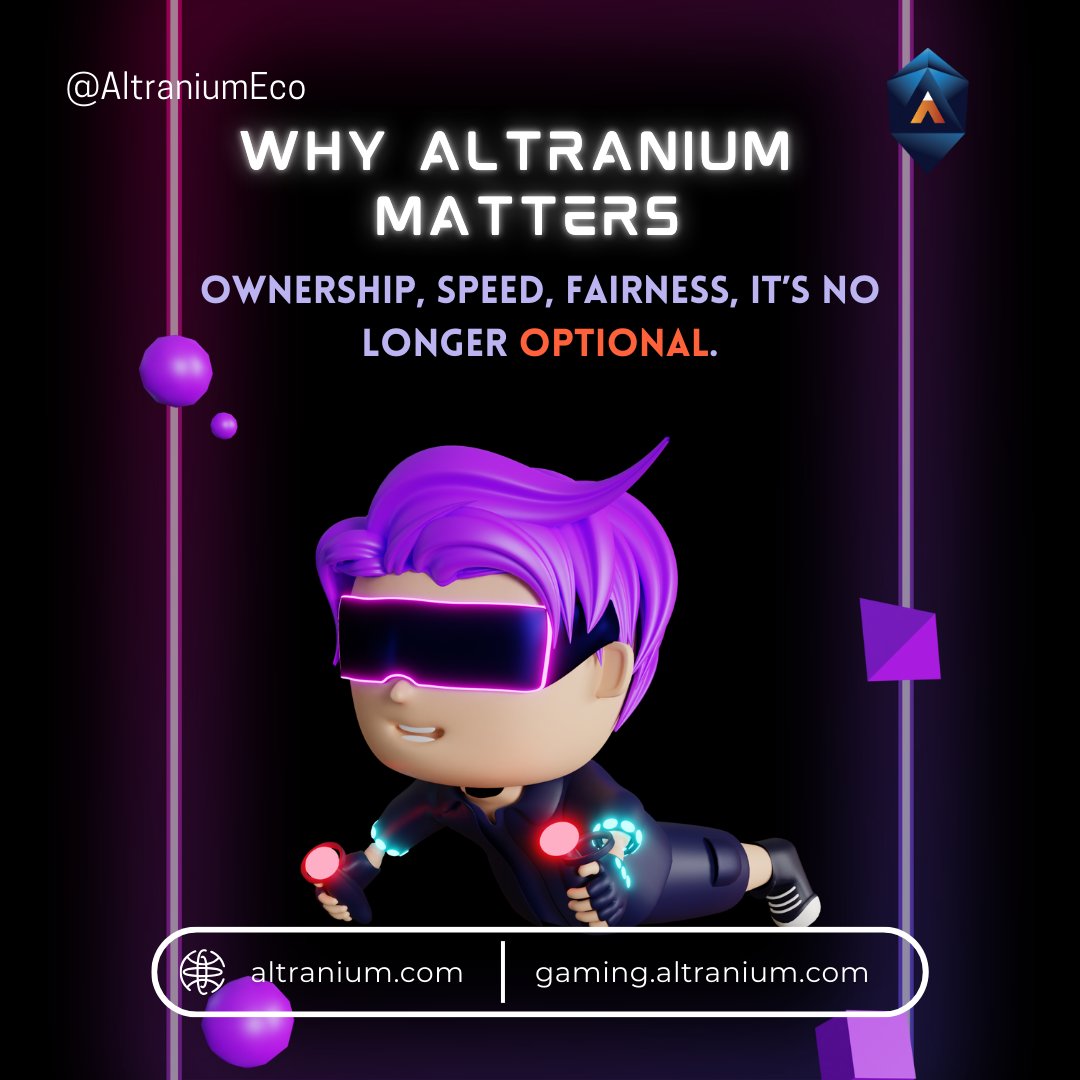Why Altranium Matters 🧵

Gaming has changed. Ownership, speed, fairness—it’s no longer optional. Altranium makes it protocol.

Follow us to stay updated. #Altranium #Web3Gaming #Layer1 #AgenticAI #BlockchainGaming
