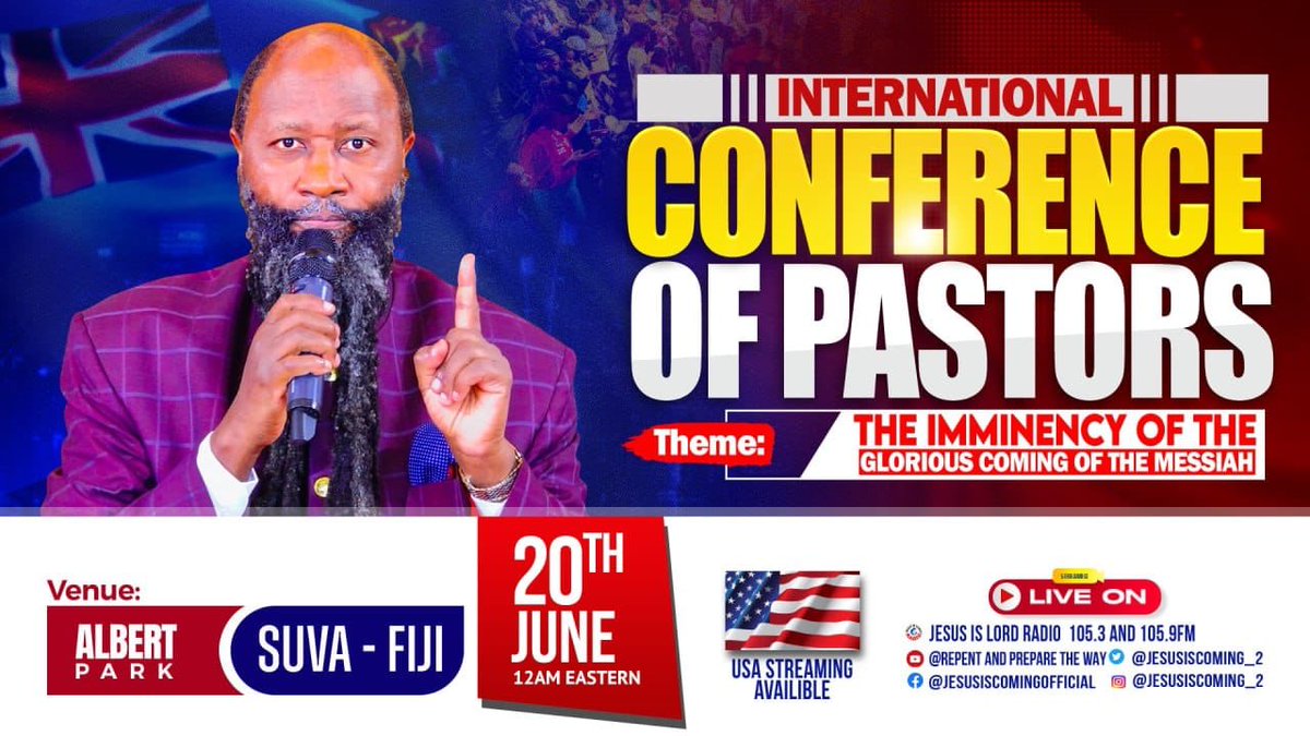 The End Time Revival has officially entered the nation of Fiji 🇫🇯.
The LORD is preparing the nations of the earth for Rapture which is imminent.

youtube.com/live/dVhfsBA3T…
#FijiWordConference