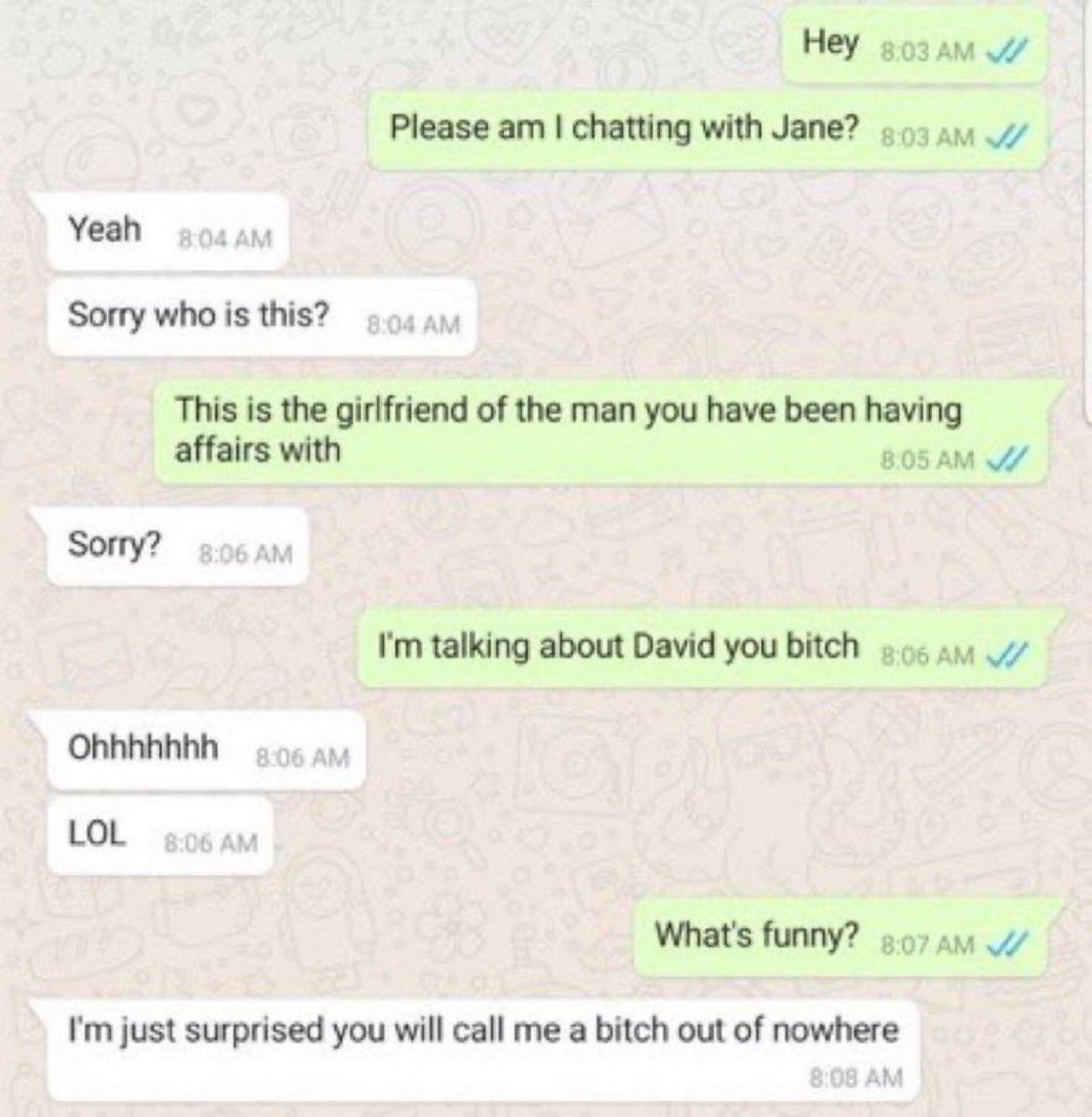 This conversation between a side chick and the main girlfriend is the most funny thing you will see on the internet today 😭😭😭

Open thread 😂😂