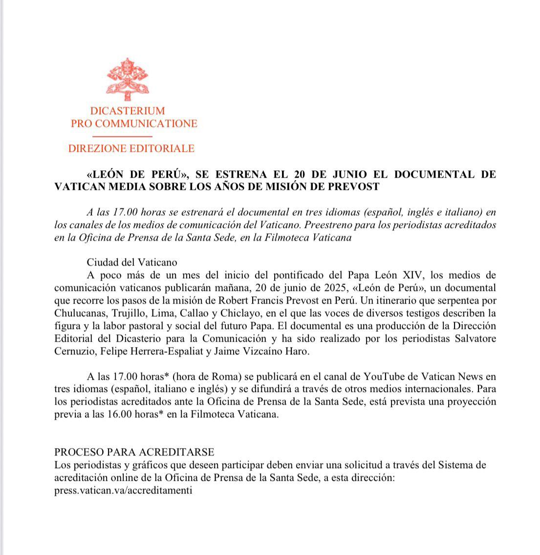 SacerdosMariae's tweet photo. "León de Perú". Esta tarde a las 17:00h (hora de Roma y España) en el canal de YouTube de Vatican Media: https://t.co/WDIusYRBYT