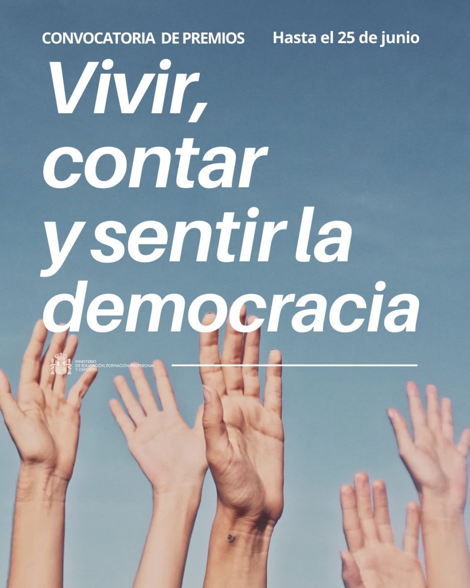 Educación INEE (@educainee) on Twitter photo 🔊 Abierta la convocatoria del Concurso Escolar Nacional "Vivir, Sentir y Contar la Democracia: España en libertad. 50 años" con motivo de la conmemoración de <a href="/50enLibertad/">España en Libertad</a>
📌 Plazo abierto hasta el 25 de junio de 2025.
ℹ️ Más información: run.gob.es/etg32c53 🔊 Abierta la convocatoria del Concurso Escolar Nacional "Vivir, Sentir y Contar la Democracia: España en libertad. 50 años" con motivo de la conmemoración de <a href="/50enLibertad/">España en Libertad</a>
📌 Plazo abierto hasta el 25 de junio de 2025.
ℹ️ Más información: run.gob.es/etg32c53