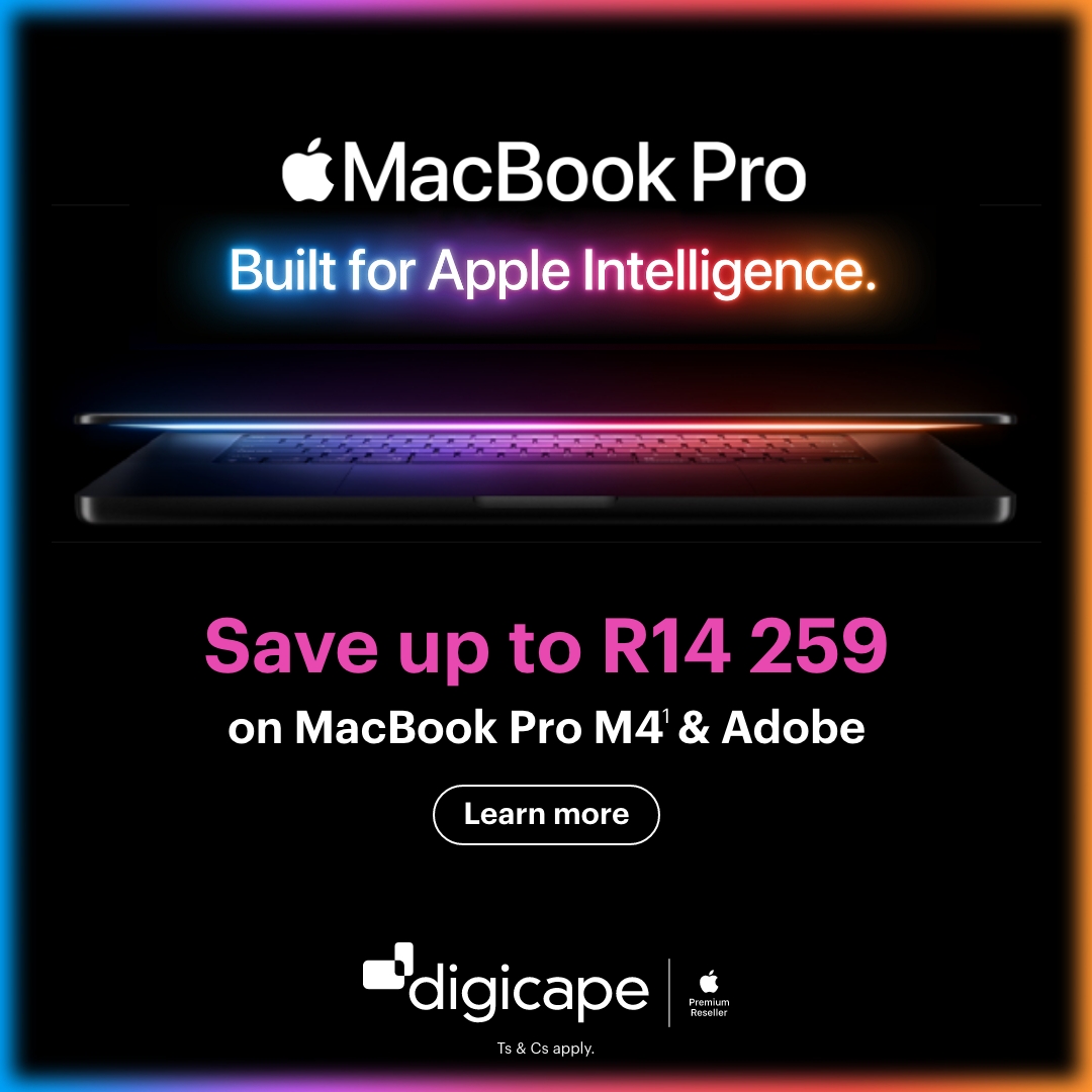 10and5's tweet image. 10and5 SPONSORED:
Creators, this one’s for you!
Get the MacBook Pro M4 + Adobe Creative Cloud or Express from @digicapesa — now with a 3-Year Warranty + expert training.
Save up to R14,259.
→ 10and5.com
#MacBookProM4 #AdobeCreativeCloud #CreativeTech #Digicape