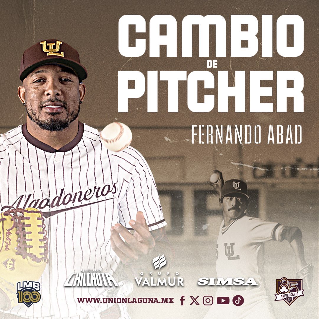AlgodonerosUL's tweet photo. 6️⃣⬆️ CAMBIO DE PITCHER
⬇️ sale Rodrigo Benoit 
⬆️ entra Fernando Abad

Presentado por @ChilchotaMx @grupovalmur @Grupo_SIMSA 

#CreandoUnaHistoriaImparable https://t.co/pcCdVGPgkq