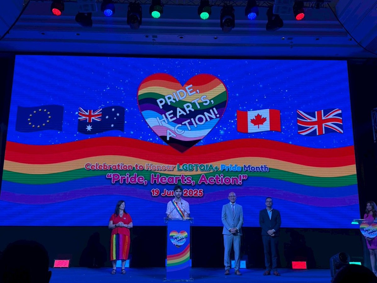 🌈 Yesterday we were truly honored to join the Embassies of European Union I Embassy of Canada I UK I Australia , together with the Royal Thai Government, in a powerful show of solidarity and support for #LGBTQIA+ communities in Thailand  “Pride, Hearts, Action!” celebration 🇹🇭🏳️‍🌈