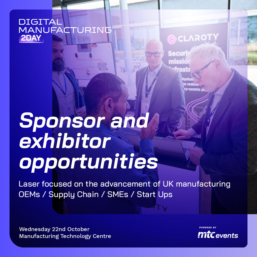 MTC Events (@_mtcevents) on Twitter photo Showcase your latest products. Exhibit at #DM2Day 2025, Weds 22 Oct.
Join an audience of senior leaders from UK manufacturing, engineering & tech.
Live tech demos
Extended networking
Targeted audience
📩 andy.wylie@the-mtc.org
🔗 digitalmanufacturing2day.com
#DigitalManufacturing Showcase your latest products. Exhibit at #DM2Day 2025, Weds 22 Oct.
Join an audience of senior leaders from UK manufacturing, engineering & tech.
Live tech demos
Extended networking
Targeted audience
📩 andy.wylie@the-mtc.org
🔗 digitalmanufacturing2day.com
#DigitalManufacturing