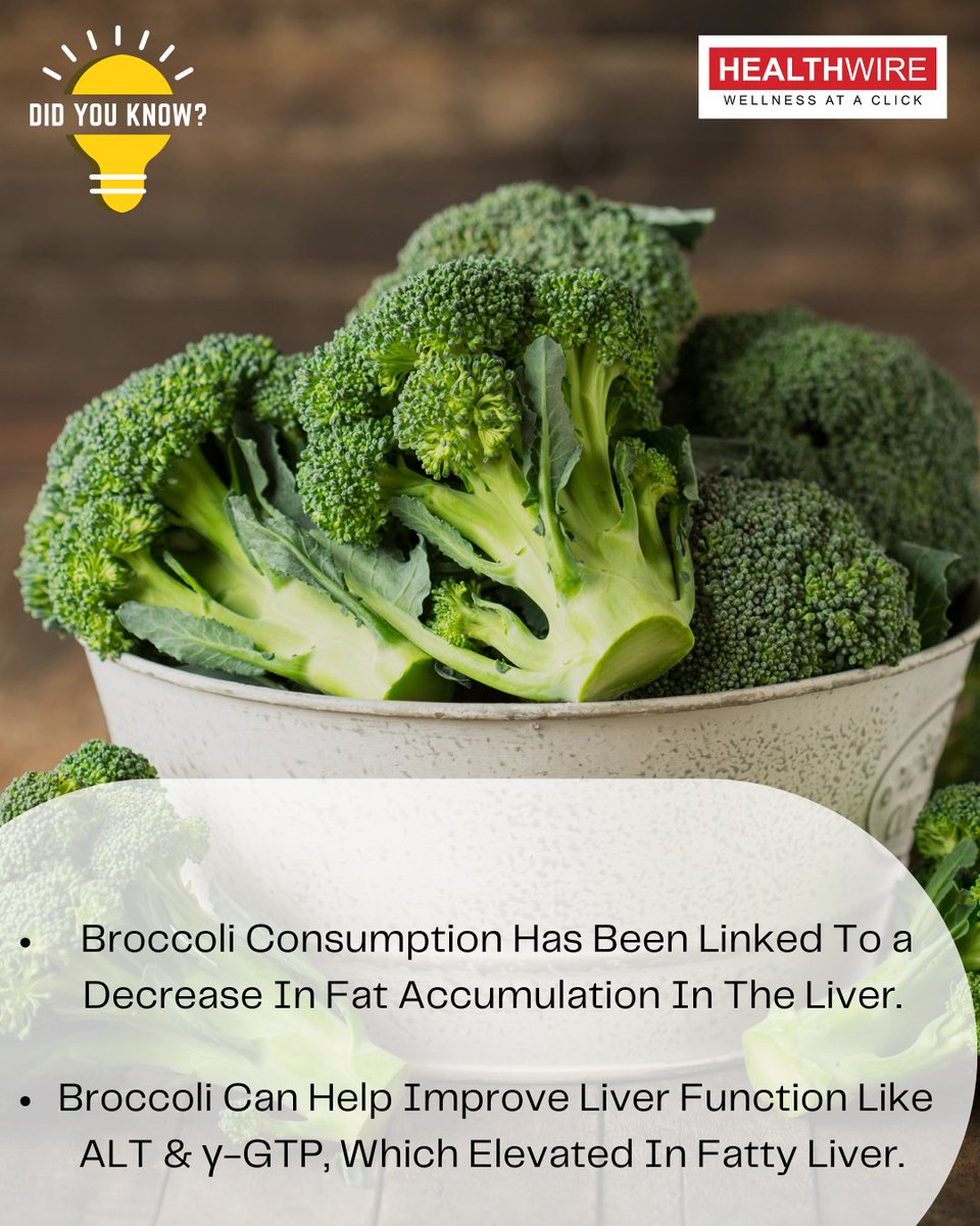 #didyouknow Broccoli aiding fat reduction and improves gut health, It helps to detoxify liver from impurity.

#fattyliver #fattyliverdisease #broccoli #liverdisease #liverhealth #healthylifestyle #healthwire