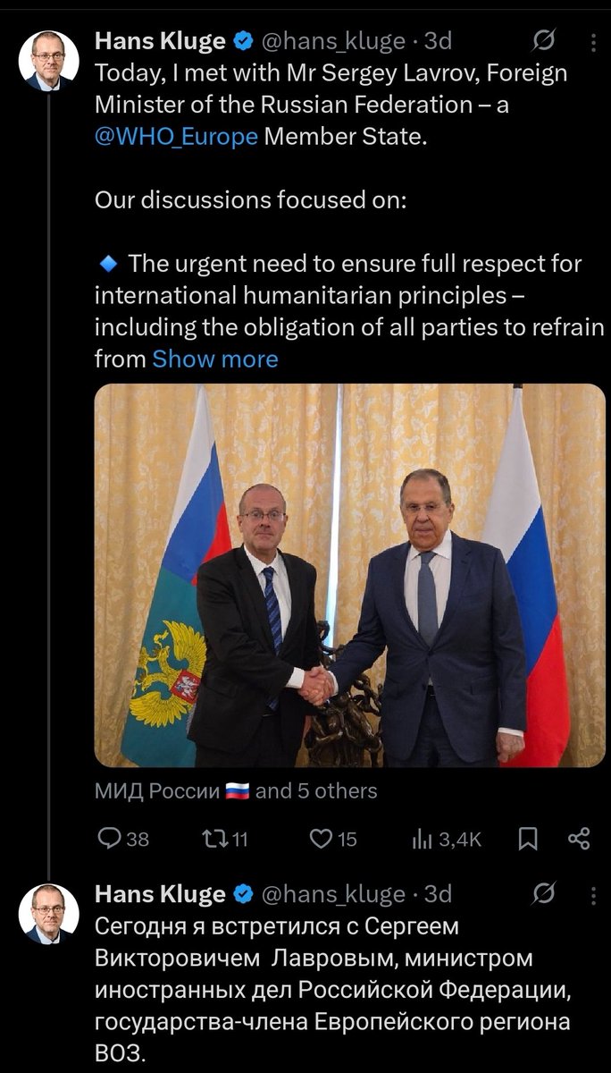 KarmenJoller's tweet image. Mr @hans_kluge, regional director of WHO Europe,
I am profoundly dismayed by your recent high-level visit to Russia – a country that is waging a full-scale war of aggression against Ukraine, a sovereign European nation. Since the start of the invasion in February 2022, Russia has…