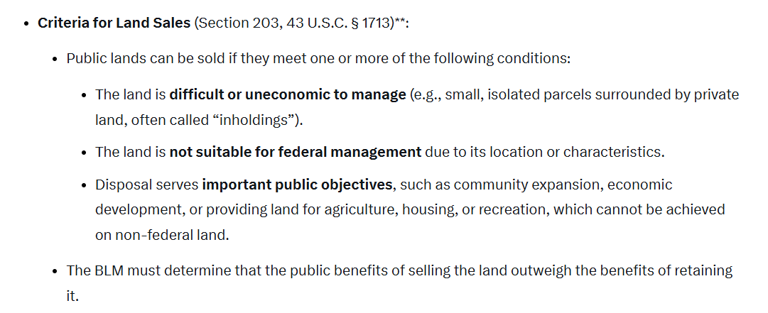 Did you know we already have a law in place that was specifically passed to manage the sale of public lands?

It's called the FLPMA and it manages the sale of federally owned lands that are in the public benefit.

The reason why Mumbai Mike Lee wants to sneak this firesale into