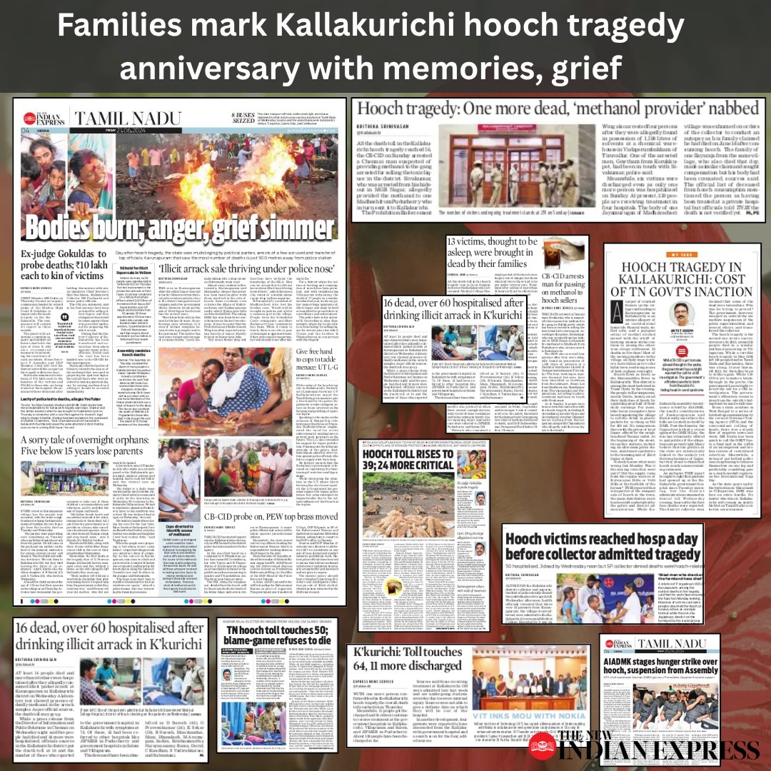 One year after the devastating #KallakurichiHoochTragedy claimed 68 lives, grieving families gathered in #Karunapuram to mark the anniversary with candles, tears, and calls for justice. As memories linger, their demand is clear, punish the guilty, and provide long-term rehab for