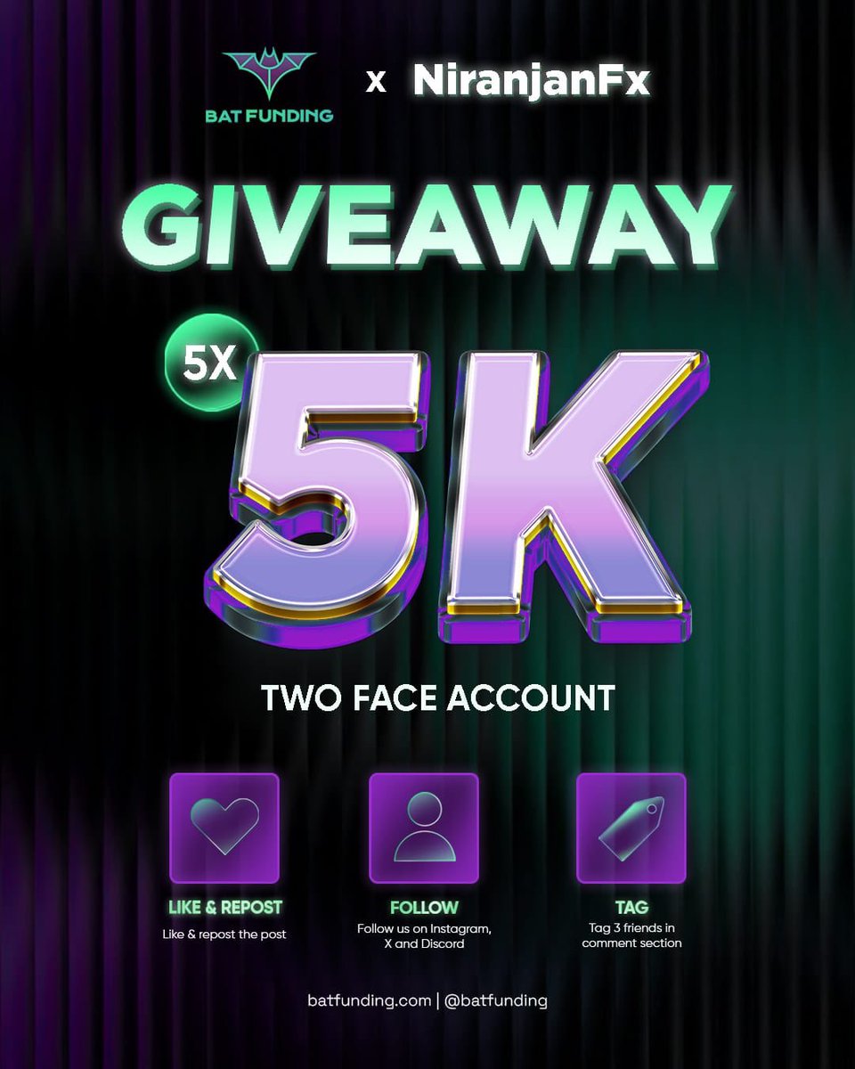 Niranjanfx (@niranjanbadekar) on Twitter photo 5 ร 5000$ Funded Account Giveway Follow-<a href="/NiranjanBadekar/">Niranjanfx</a> <a href="/BatFunding/">BAT Funding</a>
Like and Retweet
Join bat funding discord (it's mandatory) discord.gg/batfunding
Tag 3 of Your Friends in comment
Winners will be picked from my discord discord.gg/FNArEu2B 5 ร 5000$ Funded Account Giveway Follow-<a href="/NiranjanBadekar/">Niranjanfx</a> <a href="/BatFunding/">BAT Funding</a>
Like and Retweet
Join bat funding discord (it's mandatory) discord.gg/batfunding
Tag 3 of Your Friends in comment
Winners will be picked from my discord discord.gg/FNArEu2B