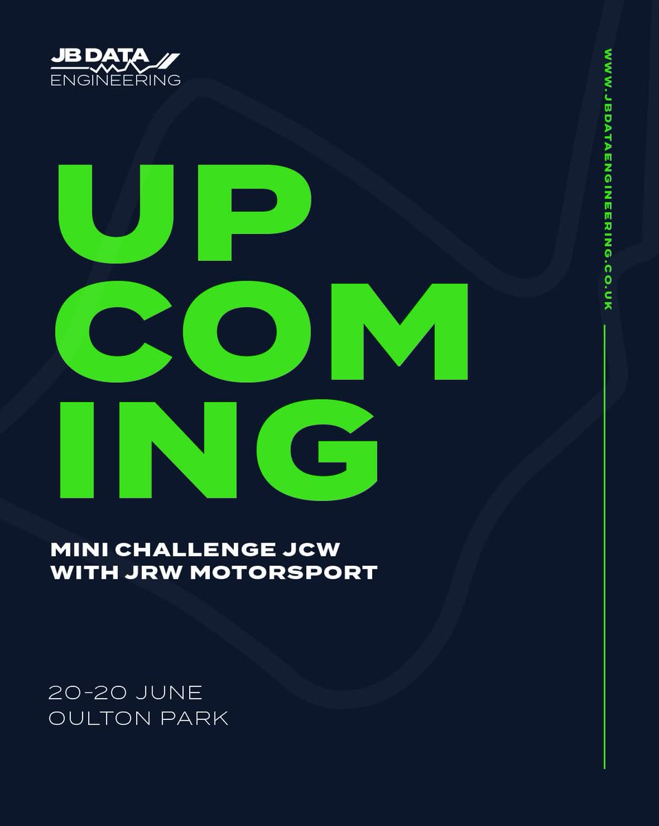 🏁 Big weekend ahead with JRW Motorsport in the MINI CHALLENGE JCW. Let’s go racing!

📅 20th–22nd June
📍 Oulton Park