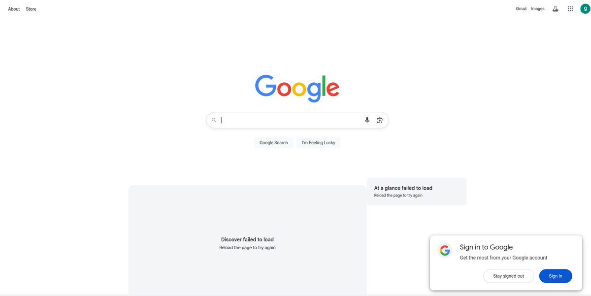 Strange bug with Google and Google Discover on desktop.

I can’t load Google Discover.
Google keeps asking me to sign in even though my account icon is clearly visible in the top-right corner.
When I click the “Sign in” button, it sends me to this page:

support.google.com/accounts/answe…