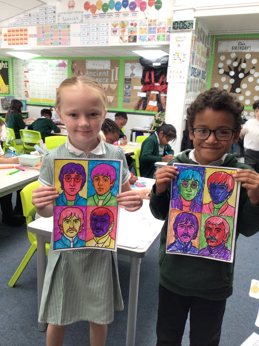 More Arts Week fun making pop-art portraits of The Beatles in the style of Andy Warhol <a href="/StMargarets_/">St Margaret's Anfield CE Primary</a> #SMAArtsWeek 🎨👩‍🎨