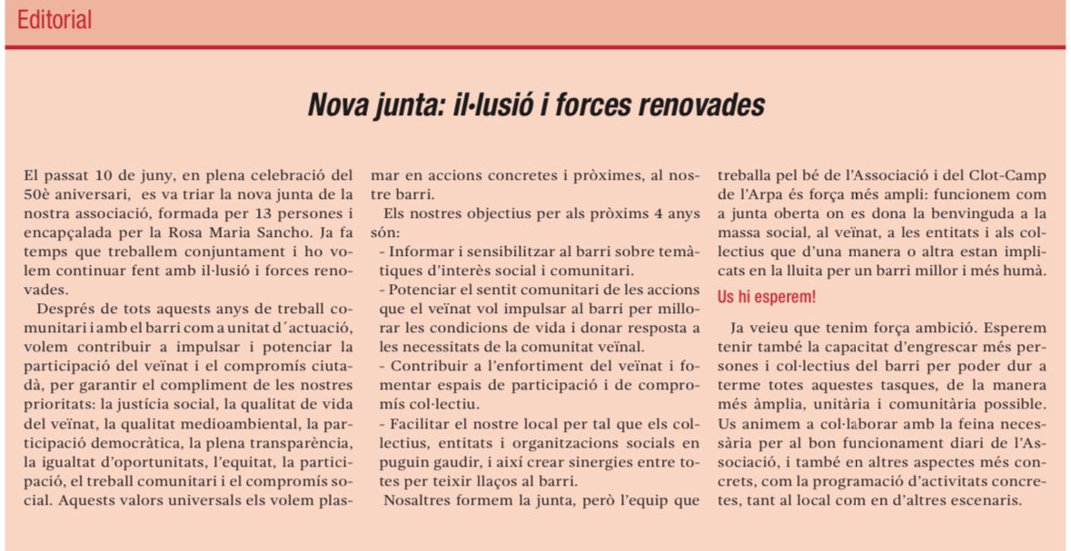 Ja teniu el nou butlletí d’estiu de la soci. Seguiu el dia a dia del barri a la nostra publicació. 

avvclotcampdelarpa.cat/index.php/2025…