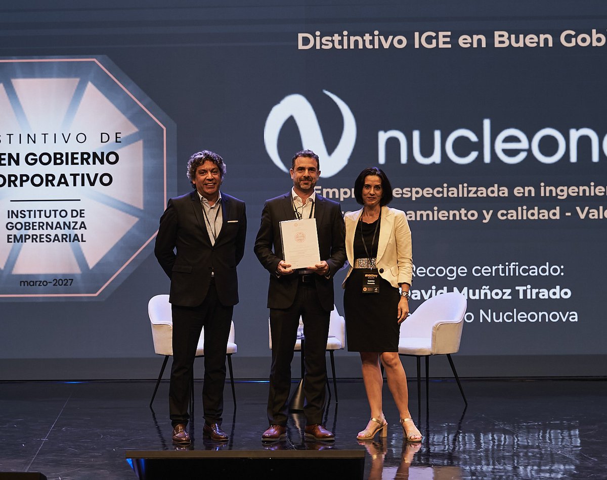 Instituto de Gobernanza Empresarial (@igobernanzaemp) on Twitter photo 🚀La empresa valenciana <a href="/nucleonova/">Nucleonova</a> ha sido reconocida con el #DistintivoIGE, acreditando un modelo de gestión que combina excelencia técnica con responsabilidad organizativa.
Lidera desde la coherencia, la transparencia y la sostenibilidad, construyendo confianza. Enhorabuena! 🚀La empresa valenciana <a href="/nucleonova/">Nucleonova</a> ha sido reconocida con el #DistintivoIGE, acreditando un modelo de gestión que combina excelencia técnica con responsabilidad organizativa.
Lidera desde la coherencia, la transparencia y la sostenibilidad, construyendo confianza. Enhorabuena!