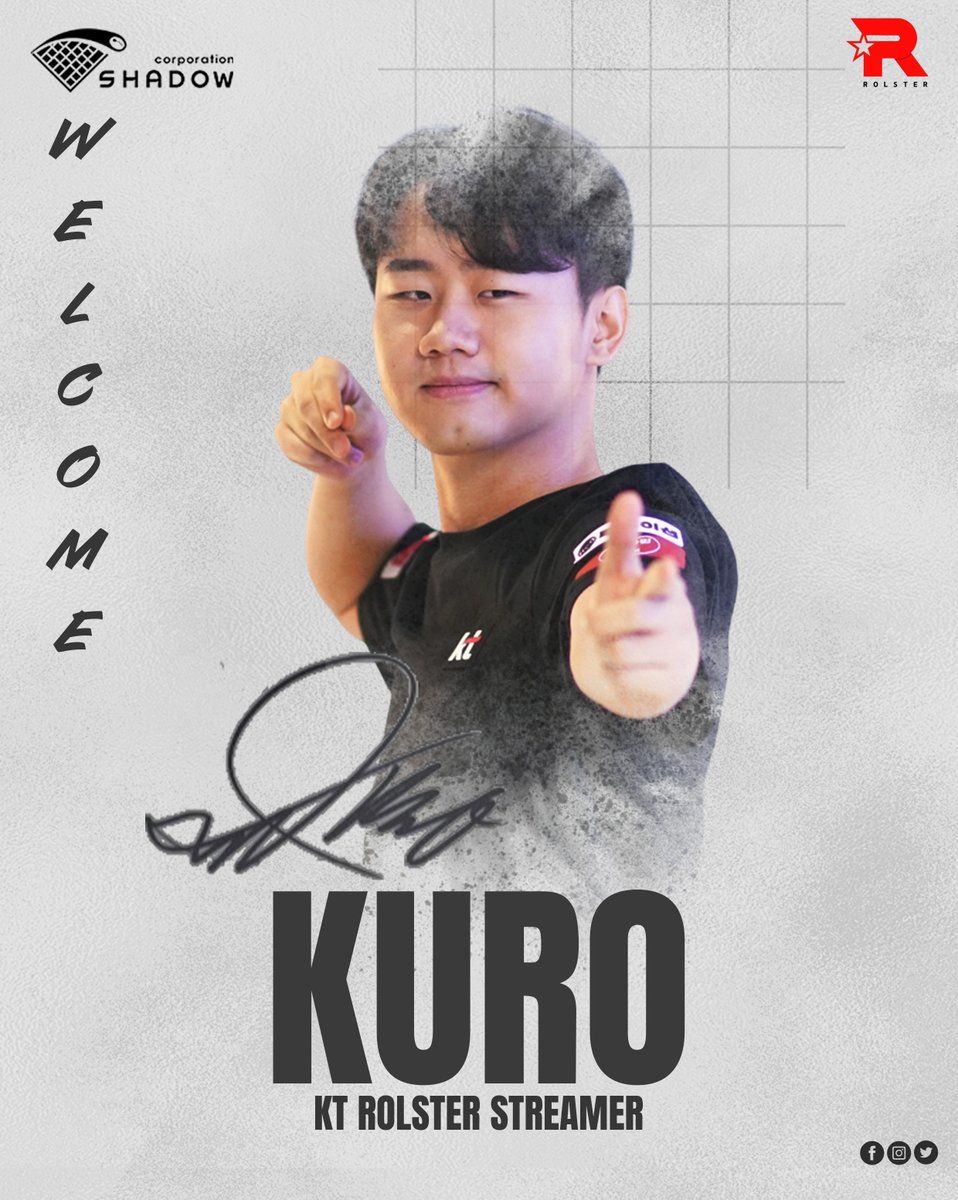 Shadow Corporation (eSports Agency) (@shadowcorpagent) on Twitter photo Congratulations for <a href="/lolKur0/">Seo Haeng Lee</a>
kuro has joined kt Rolster as a team partner streamer.
Please give him a lot of support🙏
#Shadowcorp #Kuro #Eports #Agency Congratulations for <a href="/lolKur0/">Seo Haeng Lee</a>
kuro has joined kt Rolster as a team partner streamer.
Please give him a lot of support🙏
#Shadowcorp #Kuro #Eports #Agency