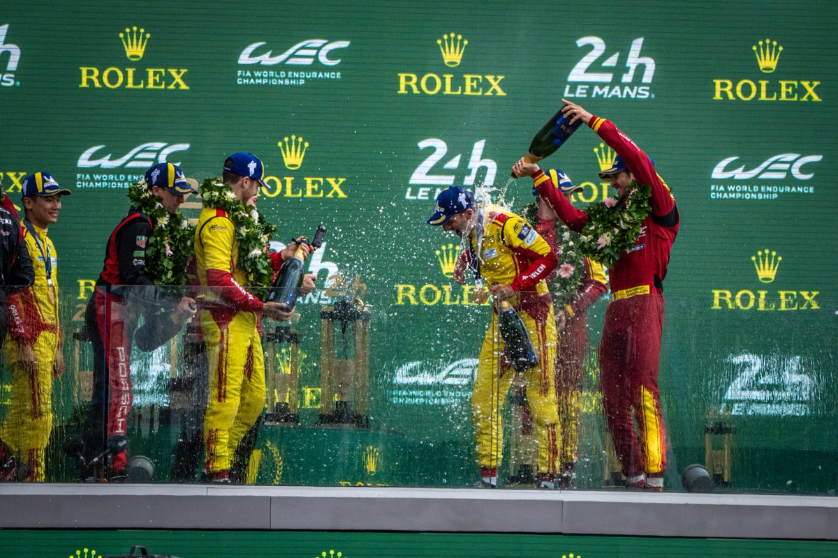 FerrariHypercar's tweet photo. A week since these celebrations 🥺

#Ferrari499P #FerrariHypercar #WEC #LeMans24 https://t.co/5Sy2ICezde