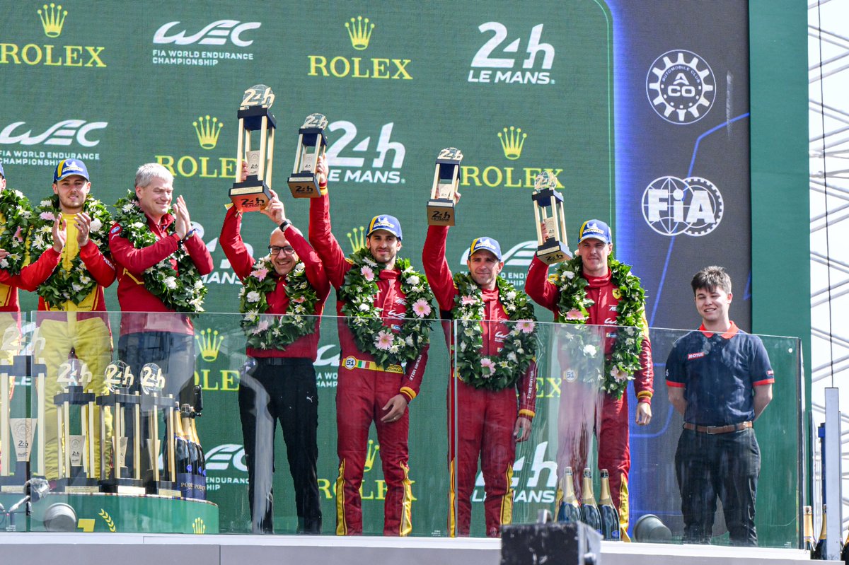 FerrariHypercar's tweet photo. A week since these celebrations 🥺

#Ferrari499P #FerrariHypercar #WEC #LeMans24 https://t.co/5Sy2ICezde