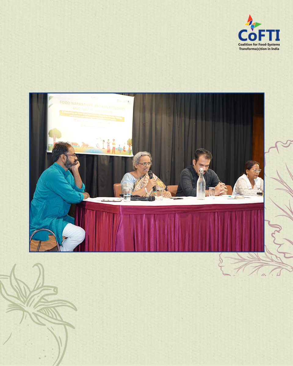 Cofti_india's tweet image. What narratives shape what’s on our plates & what gets left out?
At today’s #FoodNarratives workshop, Panel 1 explored how marginalisation, memory & power shape food systems. Indigenous wisdom isn’t an alternative- It’s essential. #JustFoodFutures #CoFTI #Agroecology #FoodJustice