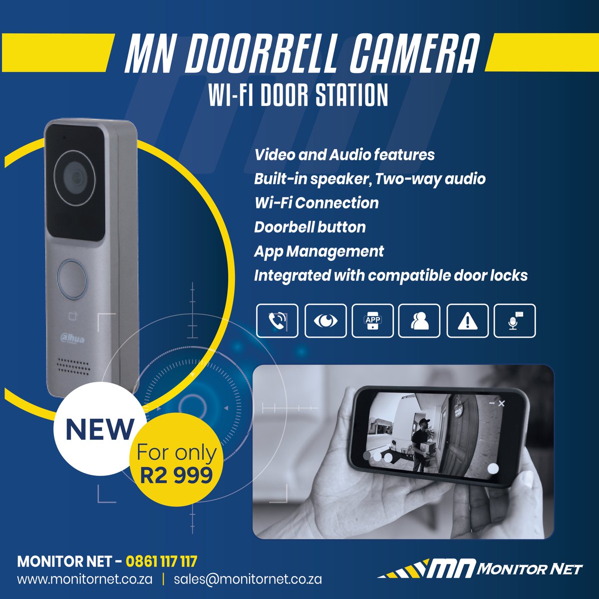 Monitor Net (@monitor_net) on Twitter photo The NEW MN Doorbell Camera β Your Smart Security Upgrade!ππͺ
Cutting-edge Wi-Fi door station designed for both home and business security. Stay connected and in control.
π 060 929 7242
π§ sales@monitornet.co.za
π monitornet.co.za
#MNDoorbellCamera #SmartSecurity The NEW MN Doorbell Camera β Your Smart Security Upgrade!ππͺ
Cutting-edge Wi-Fi door station designed for both home and business security. Stay connected and in control.
π 060 929 7242
π§ sales@monitornet.co.za
π monitornet.co.za
#MNDoorbellCamera #SmartSecurity