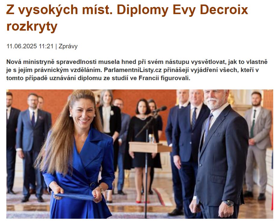 kasikp's tweet image. Strašně jsem se nechtěl zorientovat v &quot;titulové kauzičce&quot;, ale když už jsem si to nakonec přečetl, tady je souhrn:
1) první zmínky o &quot;titulu z Francie&quot; jsem viděl už na sociálních sítích, první zmínky v mediálním monitoringu jsem našel na parlamentnilisty (11. června)