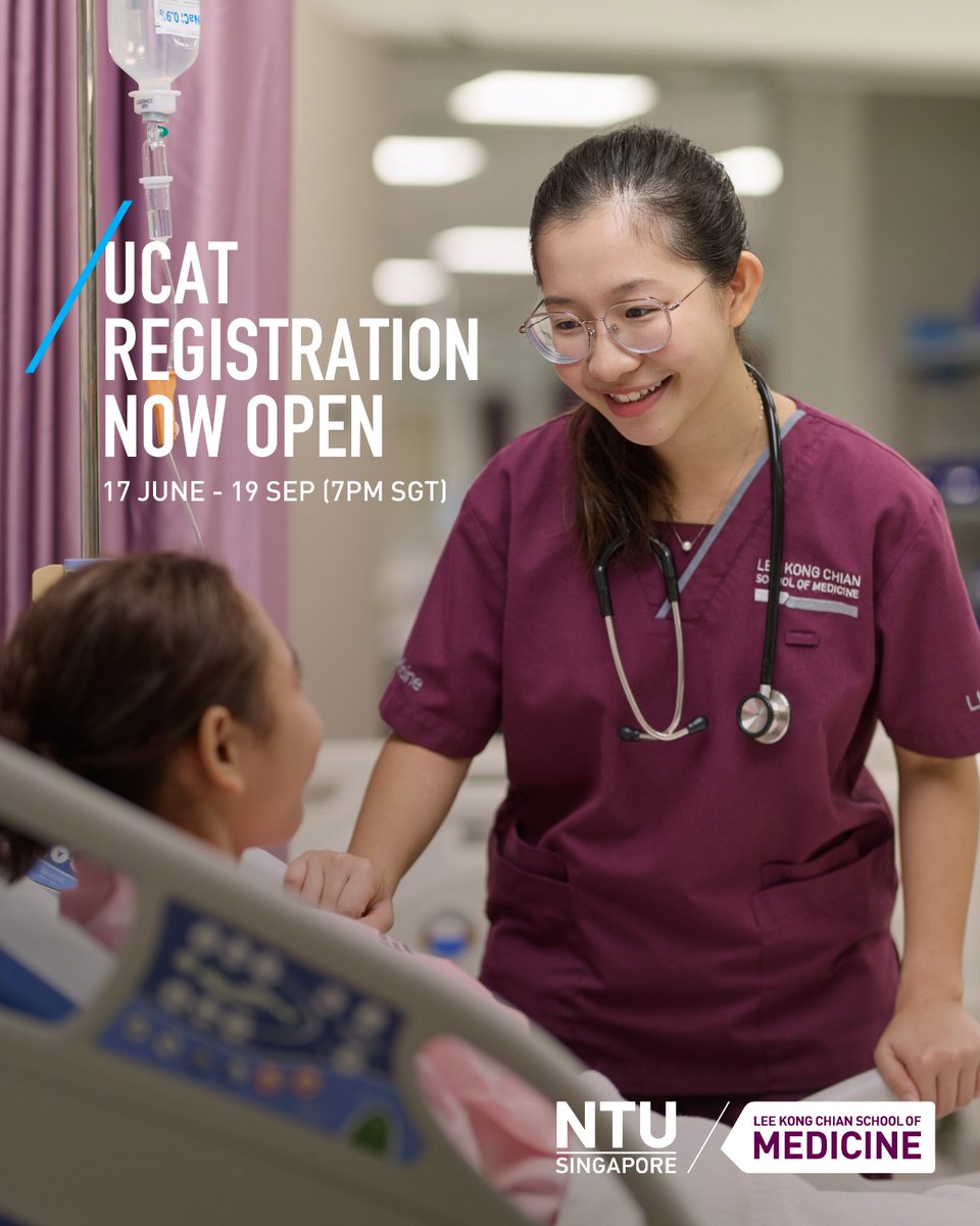 UCAT registration is now open! 📣 If you are planning to apply for a place at LKCMedicine for August 2026 intake, note that sitting for the UCAT is a key admissions requirement!Find out more at the #askLKCMedicine2025 event. 
🔗 event.ntu.edu.sg/asklkcmedicine…