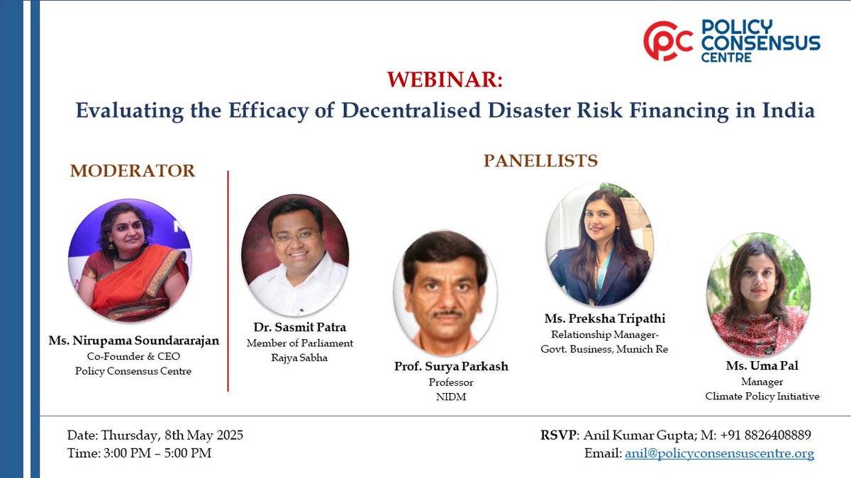 Policy Consensus Centre (@policyconsensus) on Twitter photo We are happy to inform that the policy brief (outcome of the discussion) of our discussion on "Evaluating the Efficacy of Decentralised Disaster Risk Management" with Dr <a href="/sasmitpatra/">ଡ଼ଃ ସସ୍ମିତ ପାତ୍ର I Dr. Sasmit Patra</a>, Hon'ble Member of Parliament (Rajya Sabha) representing the State of Odisha, Prof (Dr) Surya We are happy to inform that the policy brief (outcome of the discussion) of our discussion on "Evaluating the Efficacy of Decentralised Disaster Risk Management" with Dr <a href="/sasmitpatra/">ଡ଼ଃ ସସ୍ମିତ ପାତ୍ର I Dr. Sasmit Patra</a>, Hon'ble Member of Parliament (Rajya Sabha) representing the State of Odisha, Prof (Dr) Surya