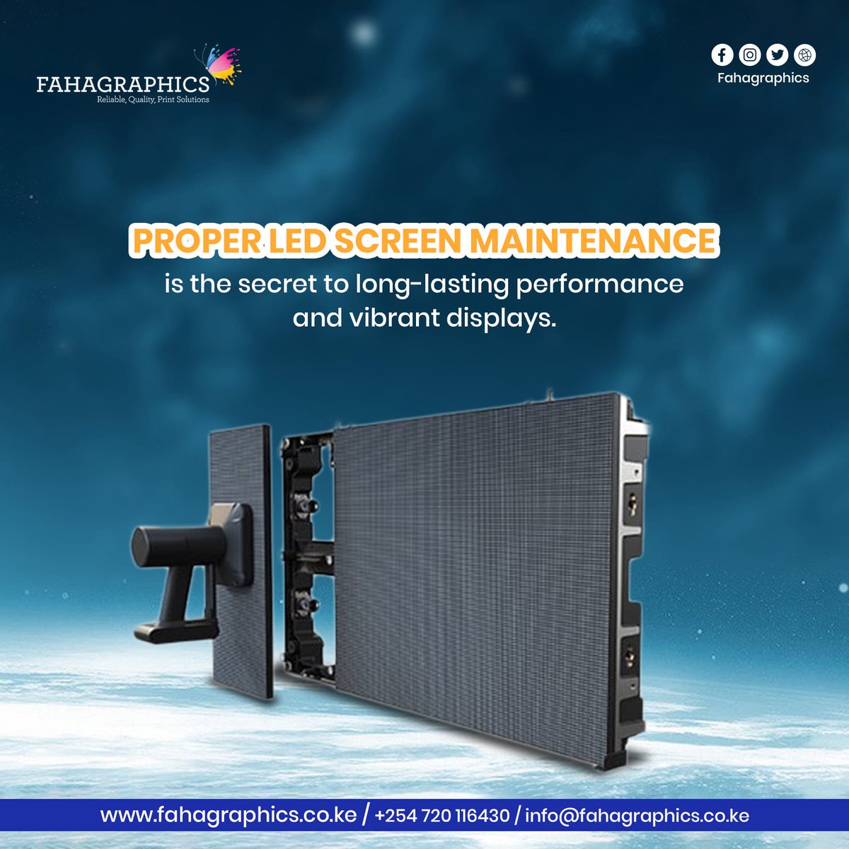 Simply_Foods_KE's tweet image. Bought or hired our LED screens? Here’s how to keep them shining bright! 💡
Proper care = longer life + crisp display.
✅ Keep them clean and dust-free
✅ Avoid exposure to moisture
✅ Always power off properly after use

#Fahagraphics #LEDScreenCare #DigitalDisplayTips