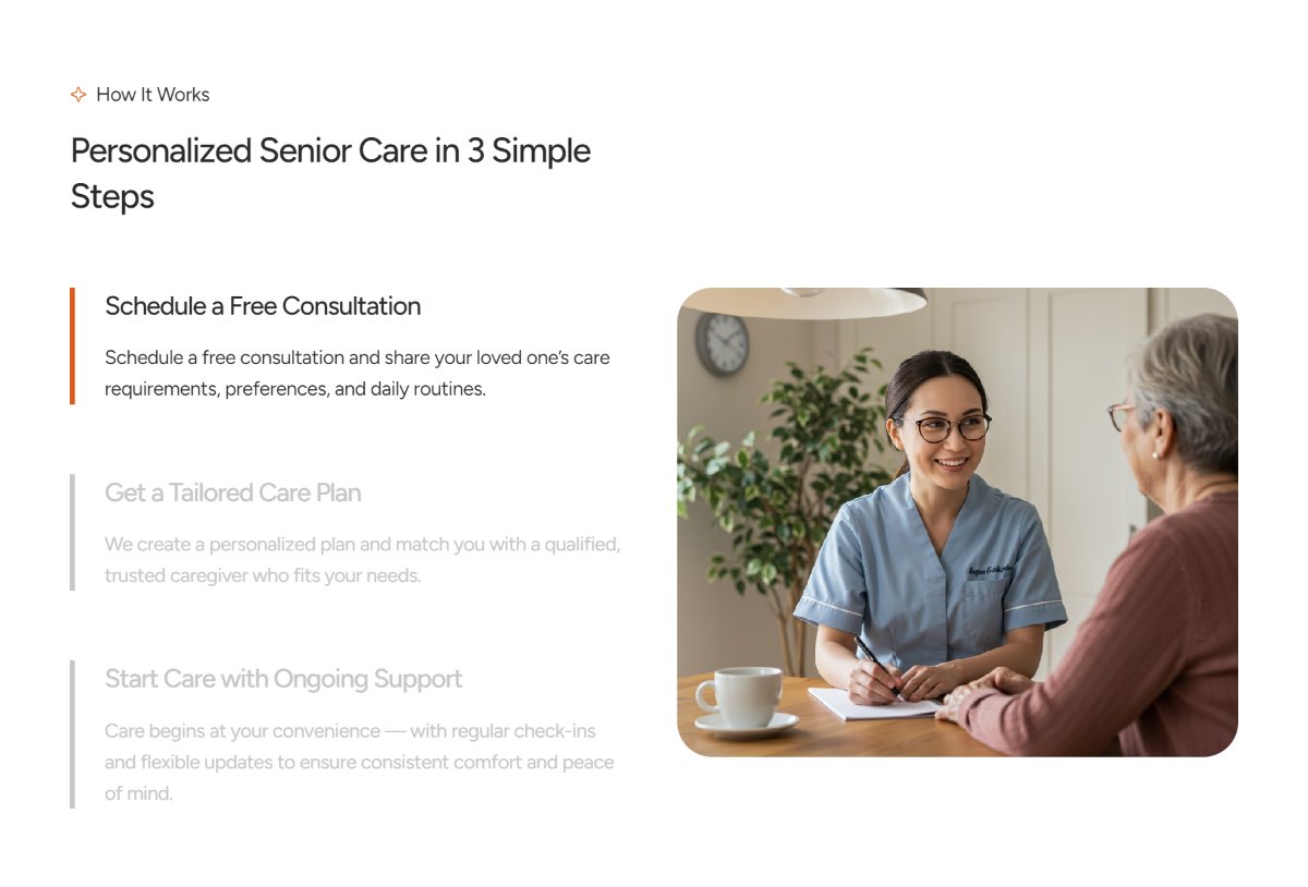 _haysal's tweet photo. More sections of the caregiver landing page I’m building on framer.

Full website link to be shared on Monday.✨ https://t.co/qz9zNaV0QR