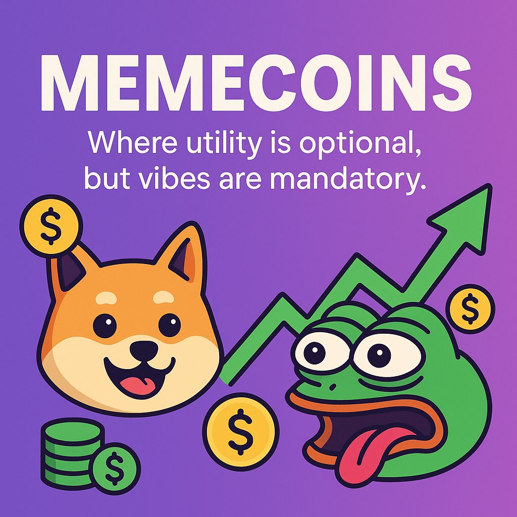 silentminter71's tweet image. 📈 Memecoins: where utility is optional, but vibes are mandatory.
Charts pump, rugs dump, and somehow… we still buy the dip.
If it has a dog, it’s probably financial advice. 🐶💰
#MemecoinLogic #DegenLife #WAGMI #Cryptonomy