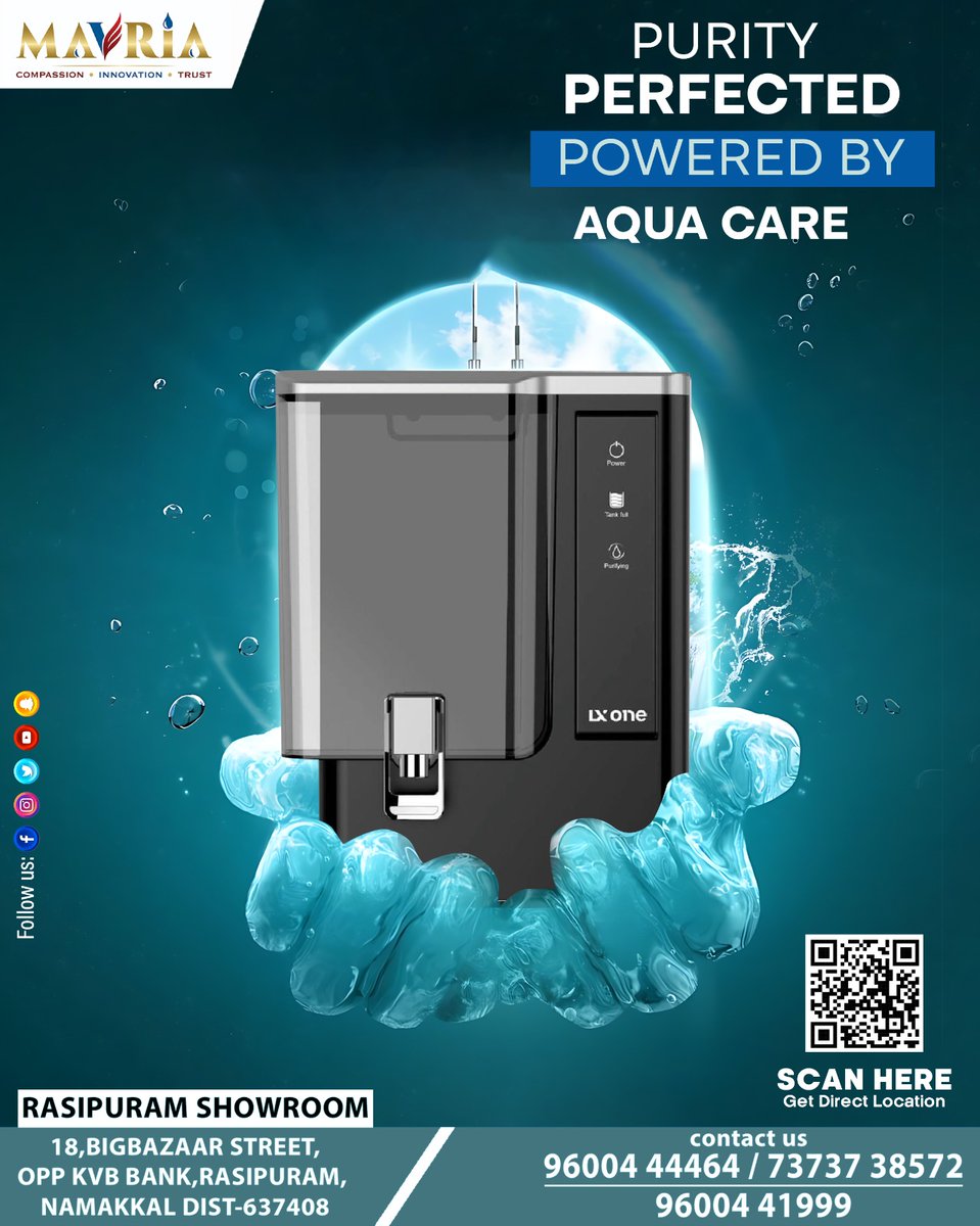 MakeshSank43060's tweet image. AQUA CARE - MAVRIA📷
:
📷Contact Us:
📷For More Infor Our Show Room:
📷Rasipuram - 9095041999 | 9600441999
:
📷Namakal - 9600441999 | 9790052020
:
📷Salem - 7373737572 | 9600443999
:
:
#Aquacare
#WaterPurification
#SedimentFilter
#PreCarbonFilter
#PostCarbonFilter
#AlkalineWater