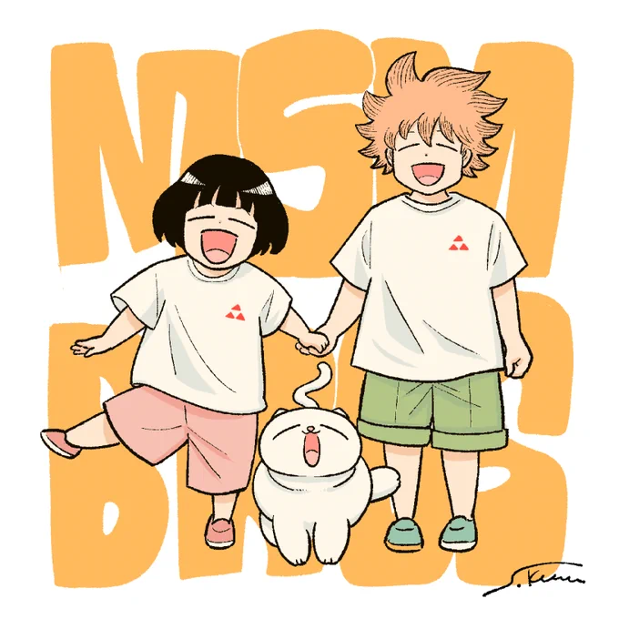 単行本告知にたくさんのいいねやRPありがとうございます。引用を見たりエゴサもして喜んでくれている方も多くいてくれてめちゃめちゃ嬉しい。 これは表紙用に描いて使わなかったラフをカラーにしたもの。半袖半パンの三兄弟△
