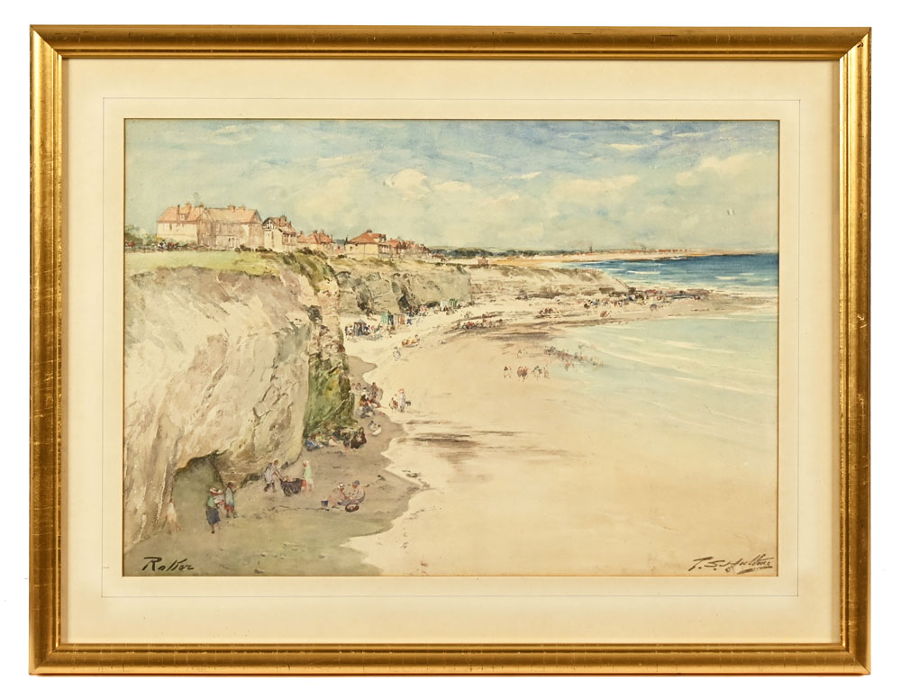 robertneuk's tweet image. Coming to auction, a framed watercolour by Thomas Swift Hutton (1865-1935) of Roker beach. 35.5 cm x 50 cm.
A prolific painter of North East scenes, I've never seen one by him before of Roker.
Image courtesy of Mitchells, Cockermouth
