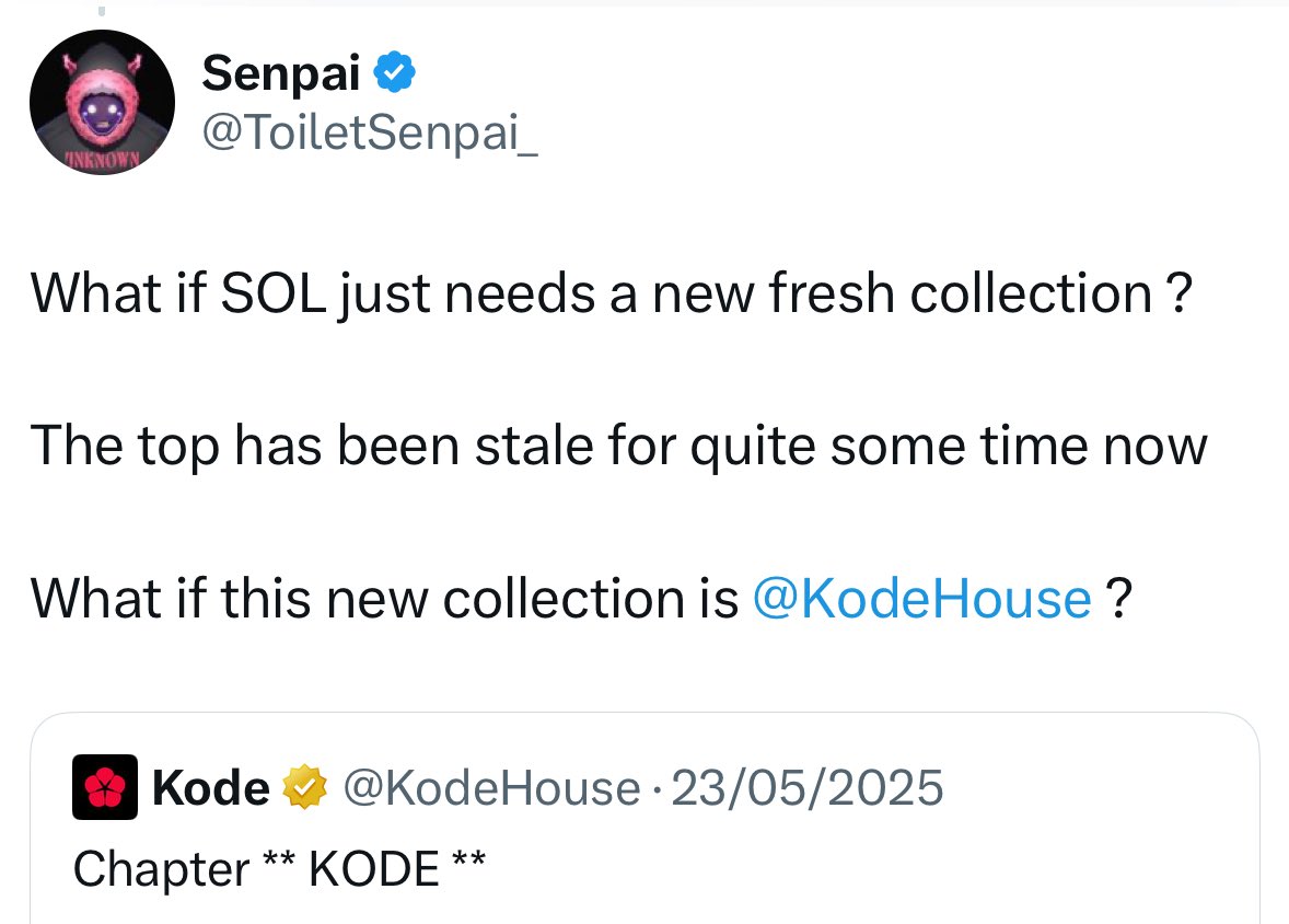 GM to everyone that says GM back

KODE IS THE NEW WAVE COMING TO STORM THE SOLANA WORLD
#KODE #NFT #SOL