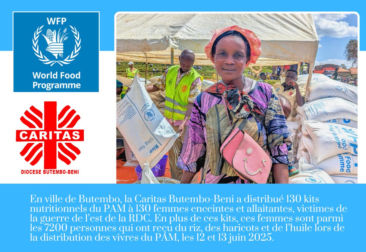 caritasbube.org/2025/06/20/san…
Sans l'aide du <a href="/WFPDRC/">WFP DRC</a> et Caritas, mes enfants n’auraient pas survécu à la famine.
#pam#solidarite#RDCongo#faimzero