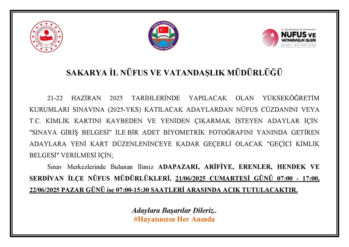 <a href="/TCNufus/">Nüfus ve Vatandaşlık İşleri Genel Müdürlüğü</a> <a href="/SakaryaValiligi/">T.C. Sakarya Valiliği</a>