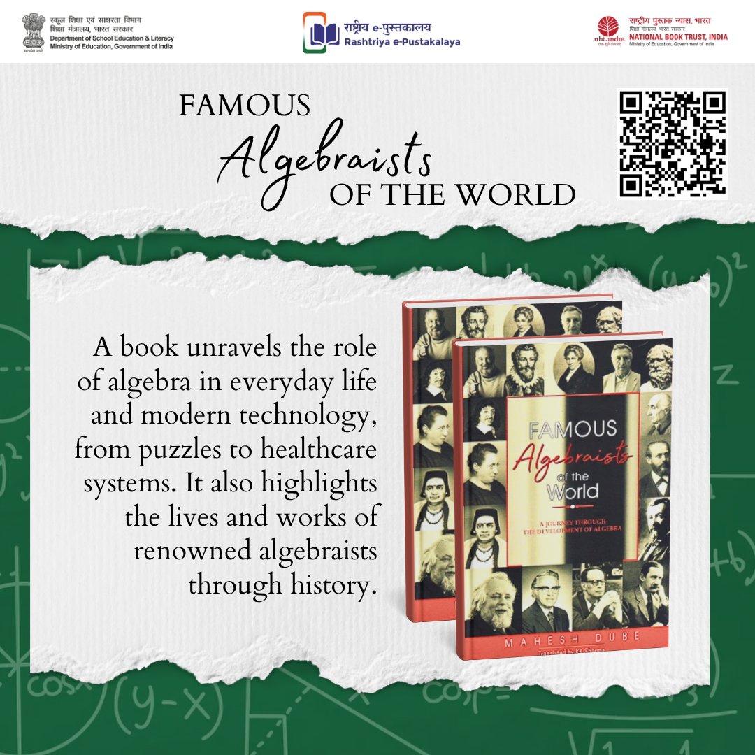 e_pustakalaya's tweet image. Discover how algebra shapes our world—from solving puzzles to powering technology. This book brings its history, applications, and legendary thinkers to life for curious minds and math enthusiasts.

 #HistoryOfMath #AlgebraInAction #MathIsFun #EducationalReads #ReP