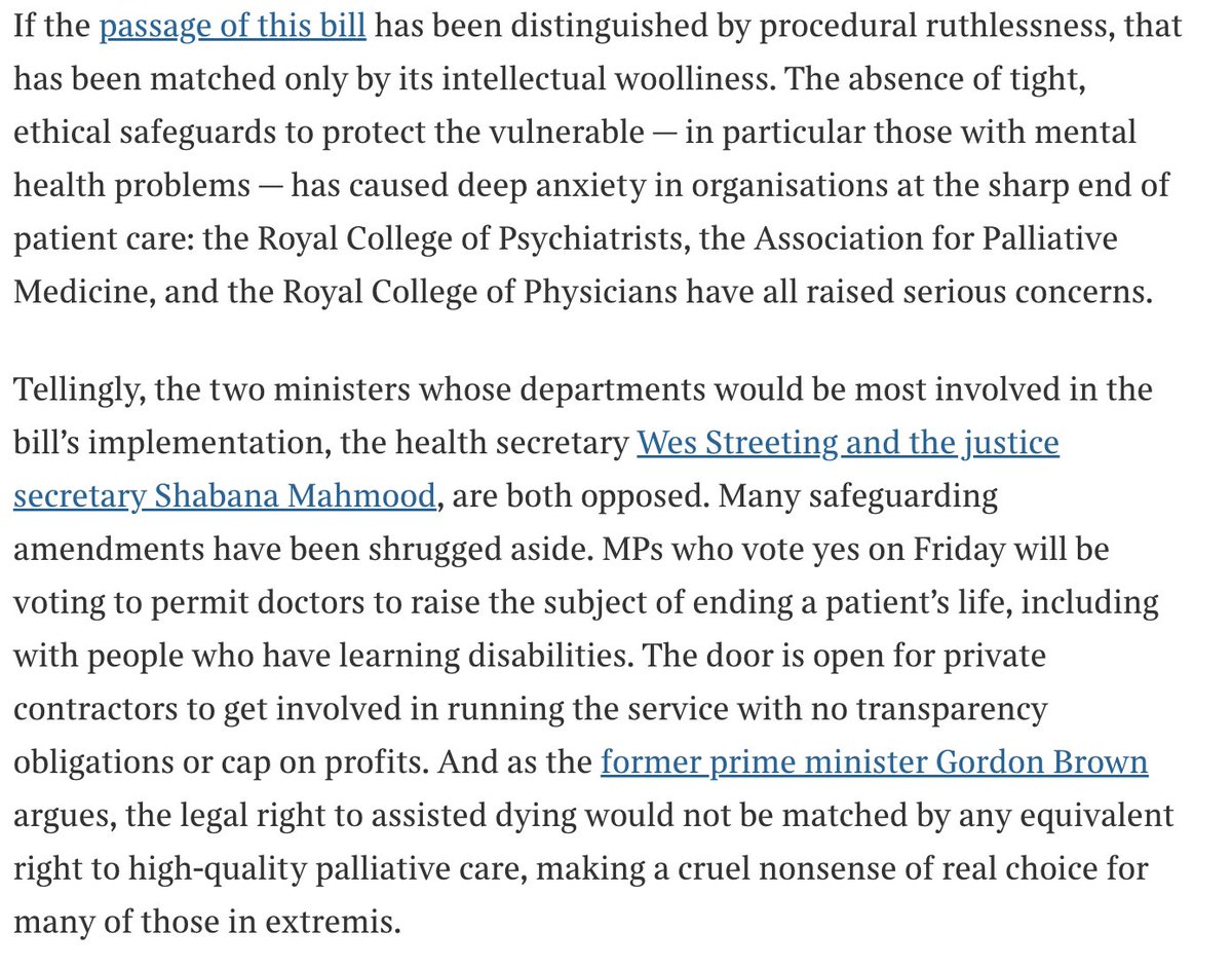 The assisted dying bill presents a far greater number of dangers than it does solutions. The herd is slowly moving, MPs should do the right thing and vote it down today thetimes.com/comment/the-ti…