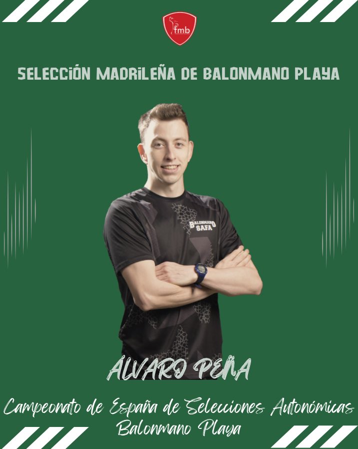 🏆🇪🇸 Pablo Torres convocado con la Selección madrileña cadete para disputar el Campeonato de España de balonmano playa.
📆 Del 23 al 25 de junio en La Manga.
👏🏼 ¡Enhorabuena y mucha suerte!
👤 Nuestro entrenador Álvaro Peña acudirá como analista de vídeo.
#LaFuerzaDelVerde 💚💪🏼