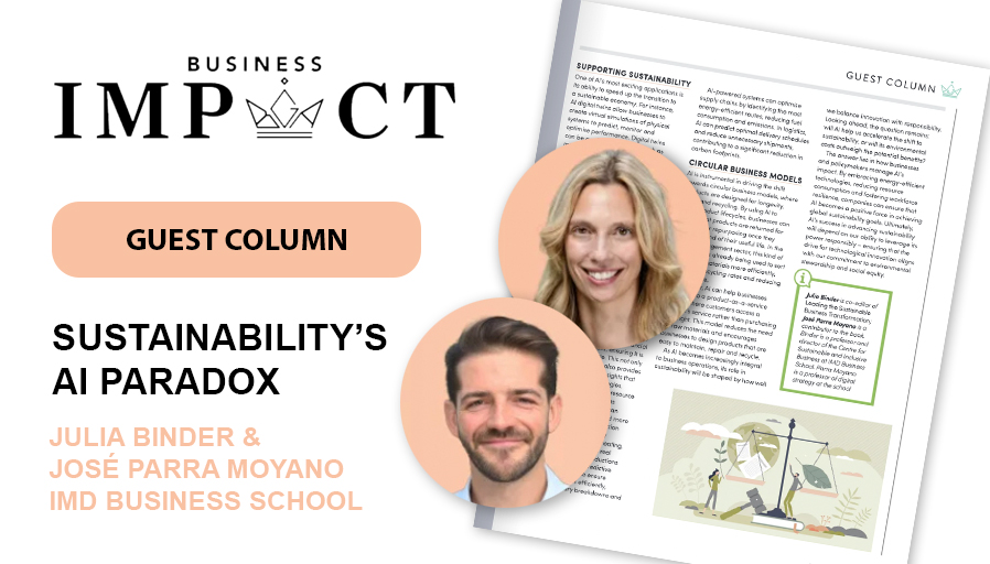 Can AI drive sustainability—or will it stand in its way? <a href="/IMD_Bschool/">IMD</a>’s Julia Binder &amp; José Parra Moyano explore how organisations can balance innovation with responsibility to ensure AI becomes a force for good. ow.ly/EskB50VRb4t