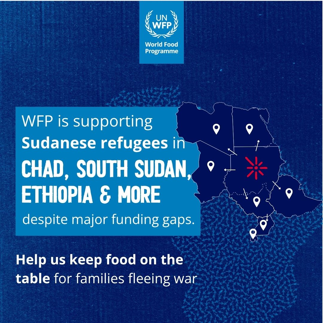 WFP Africa (@wfp_africa) on Twitter photo .<a href="/WFP/">World Food Programme</a> is supporting Sudanese refugees across 7+ countries—providing hot meals and nutrition to families fleeing conflict.
But funding is running dry.
⏳In #Chad, #Ethiopia & #Uganda, assistance could halt within weeks unless urgent support arrives. .<a href="/WFP/">World Food Programme</a> is supporting Sudanese refugees across 7+ countries—providing hot meals and nutrition to families fleeing conflict.
But funding is running dry.
⏳In #Chad, #Ethiopia & #Uganda, assistance could halt within weeks unless urgent support arrives.