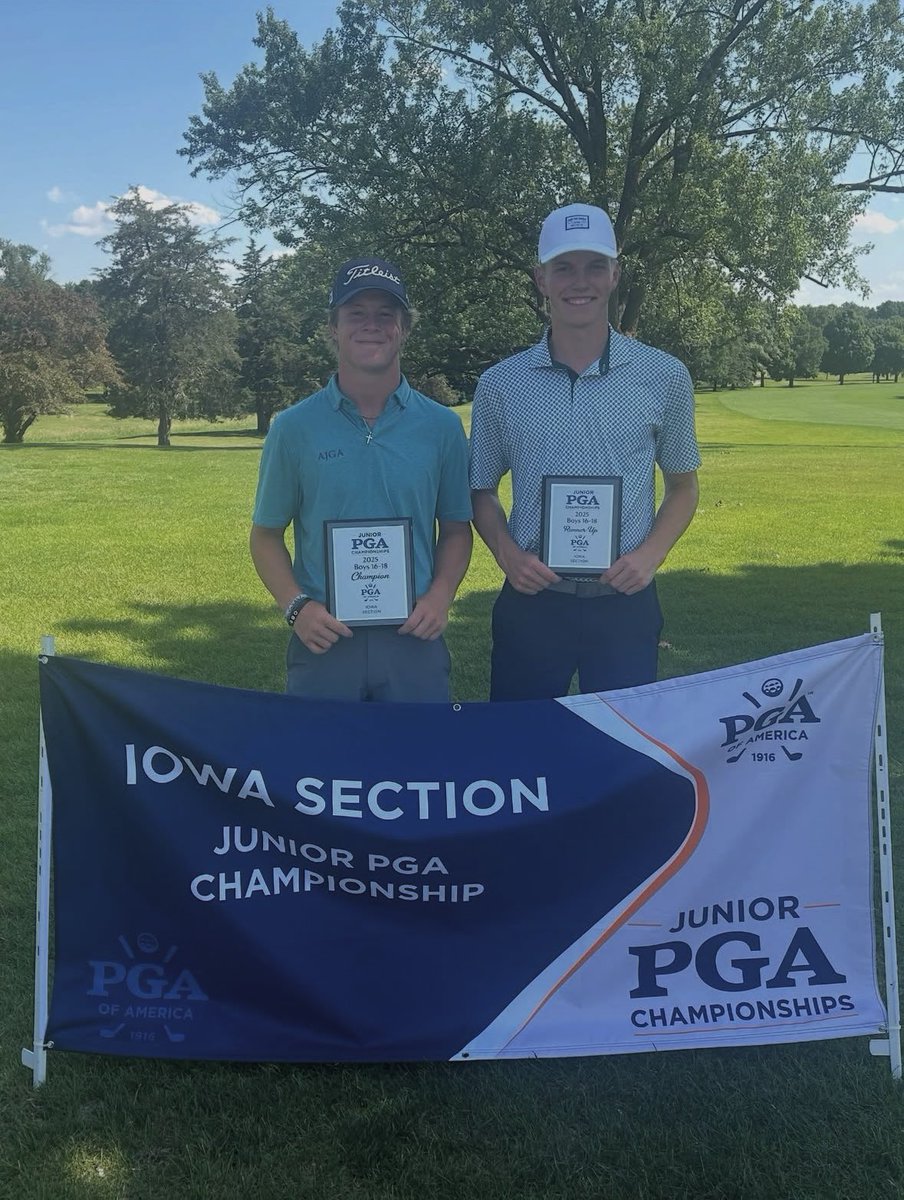Had a great week at the Iowa Junior PGA Championship shooting (68, 68) -8 total at Gates Park. Tied for first and unfortunately lost in the playoff. I now advance to the National Boys PGA Championship in Indiana on July 29- Aug 1! 
Thank you Iowa PGA for hosting this great event!