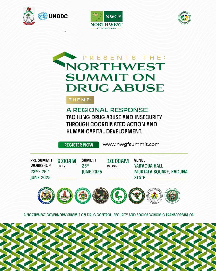 A Regional Response: Tackling Drug Abuse and Insecurity through Coordinated Action and Human Capital Development.

This landmark event, hosted by the Northwest Governors' Forum in partnership with UNODC, aims to address drug abuse and regional insecurity through sustainable,
